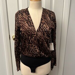 Good American Animal Print Body Suit size Small
